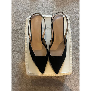 Women's Unbranded Black Beige Slingback Pointed Toe Heels US 11.5